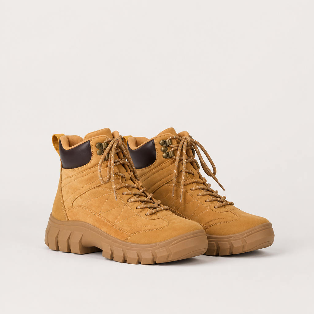 Sawyer | Womens Chunky Platform Lace Up Ankle Combat Boots, Tan 2