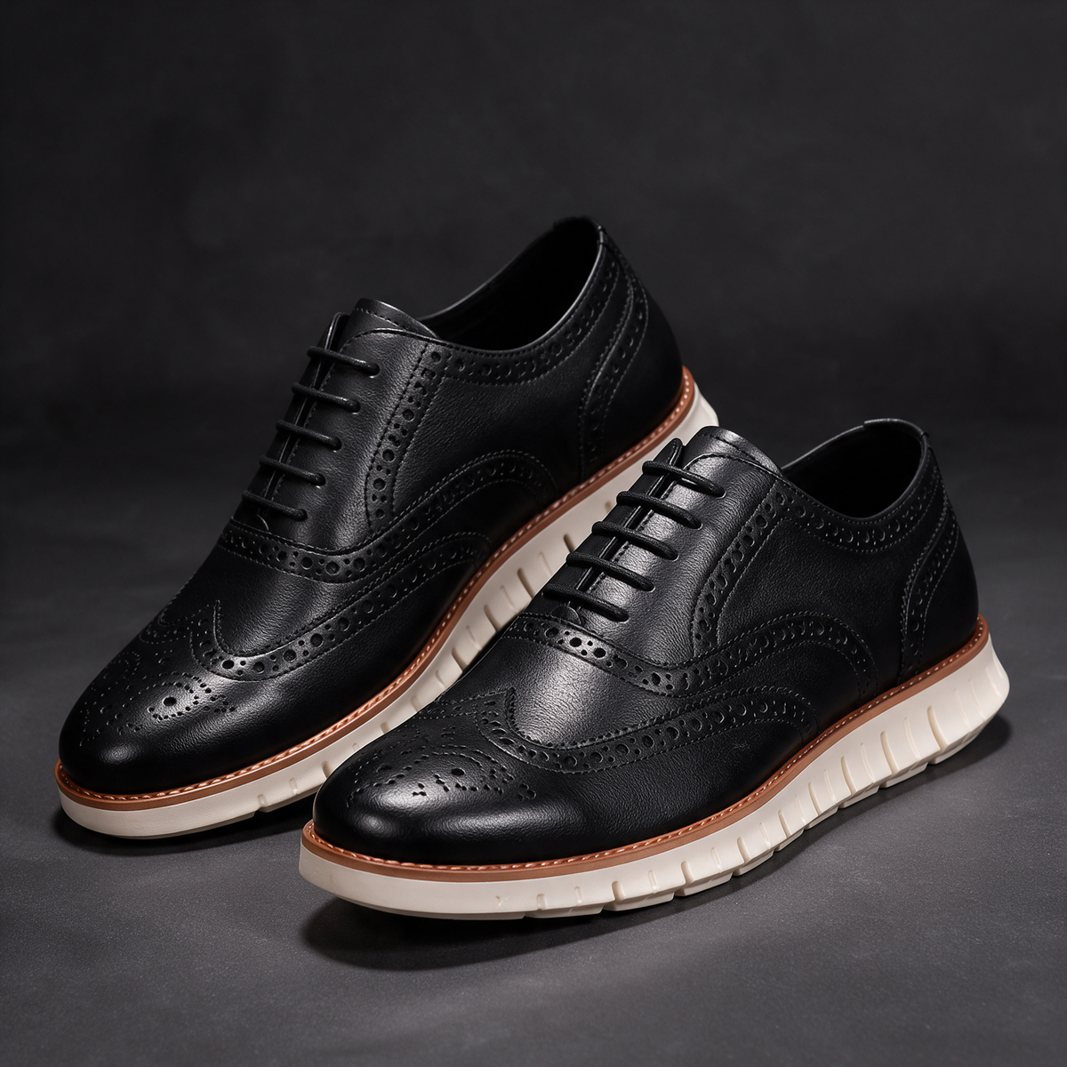 Redmond Wingtip Brogue Sneakers - Black