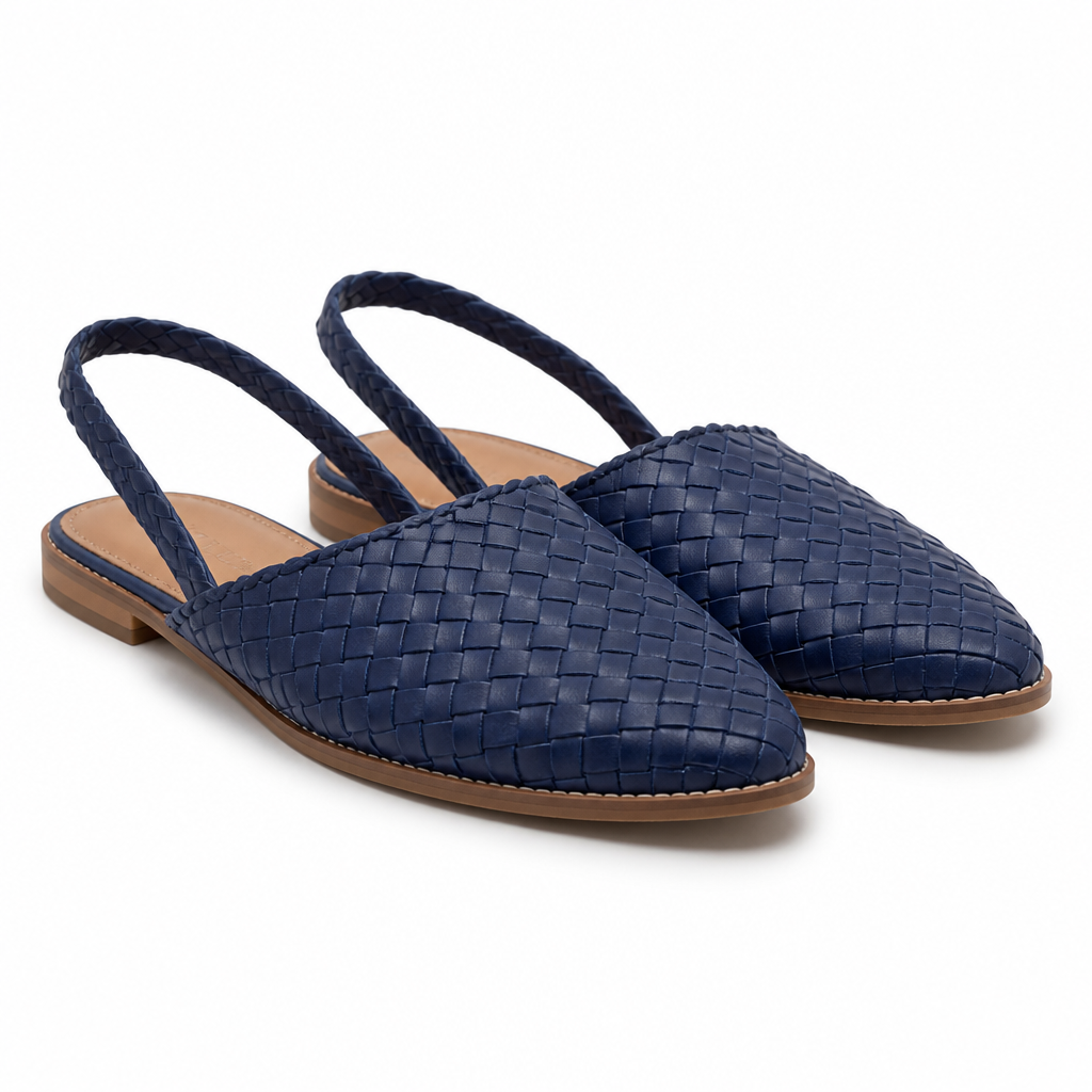Marisol | Womens Pointed Toe Buckle Strap Flat Sandals Blue packshot