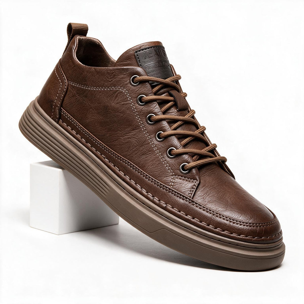 Maren | Mens Trainers Leather British Casual Smart Sneakers Shoes Brown 2 packshot