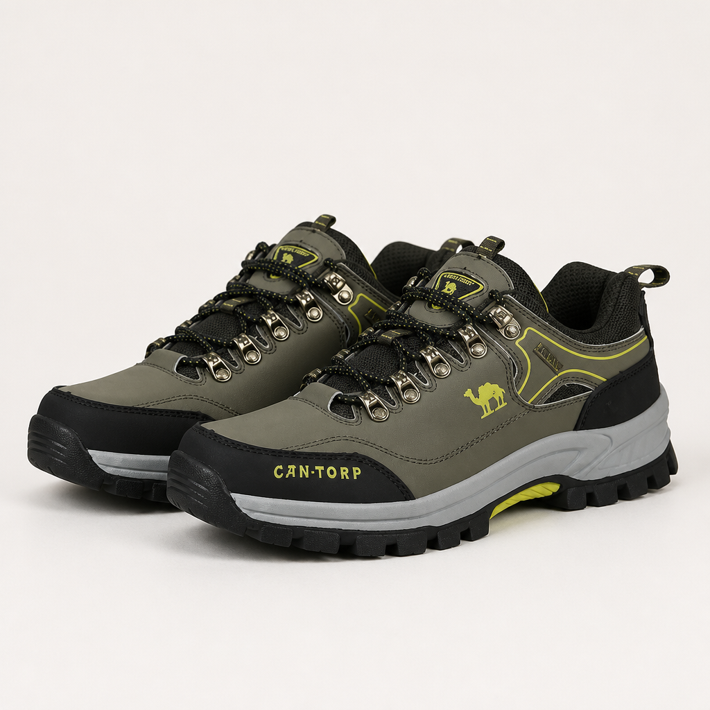 Duncan | Mens Waterproof Leather Walking Hiking Shoes, Army Green 2