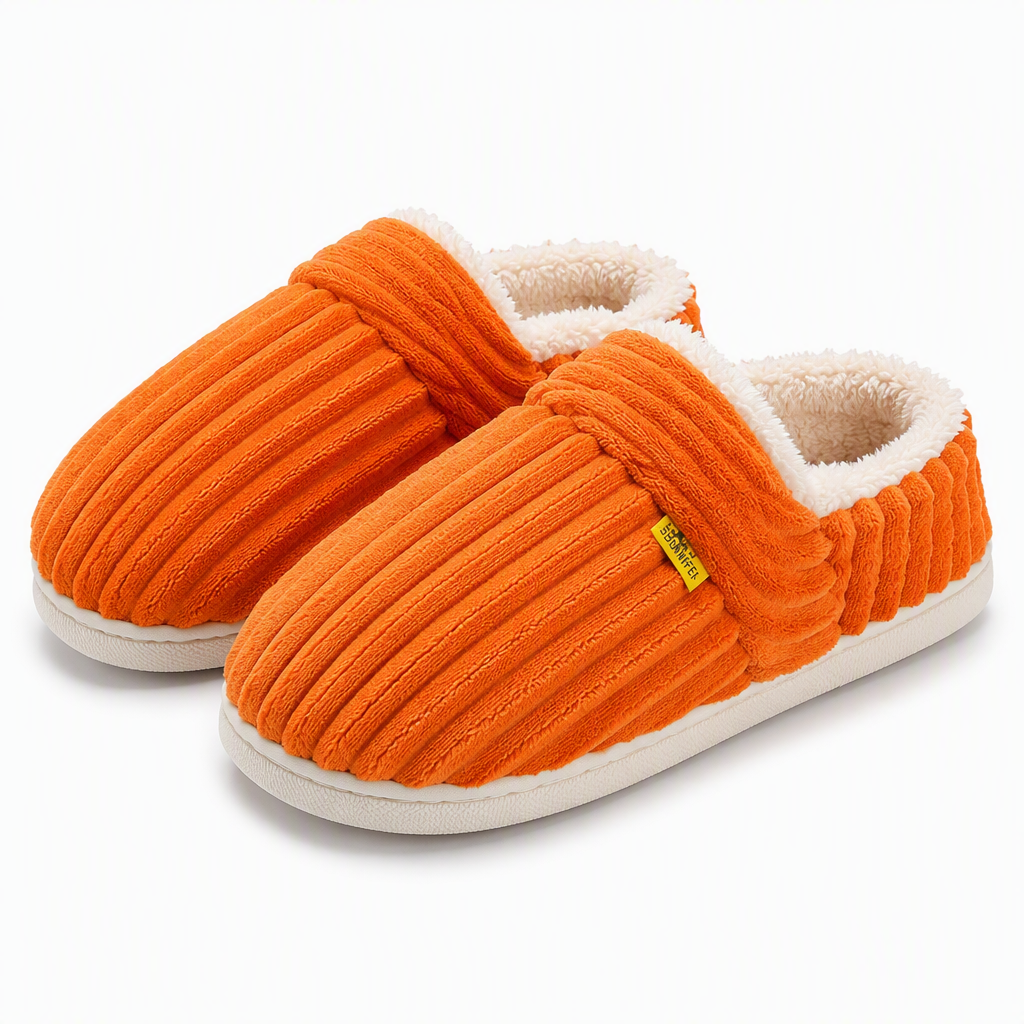 Ursula | Womens Slippers Winter Warm Cotton Back Strap House Slippers Orange packshot