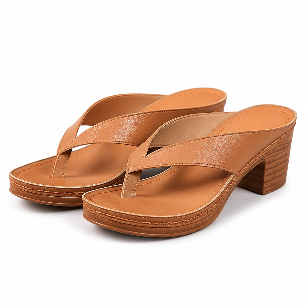 Mireille | Womens Block Heel Mule Slider Gold Black White Sandals Brown packshot
