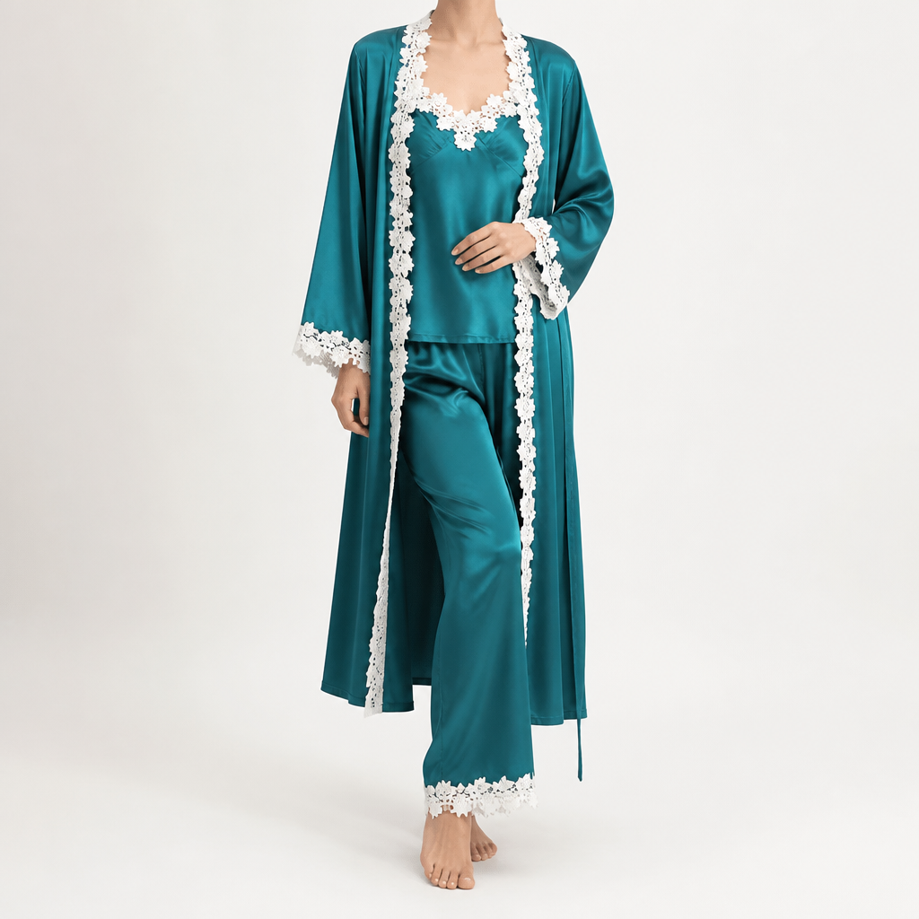 Delphine | Womens Cami Two Piece Pyjama Set, Peacock Green