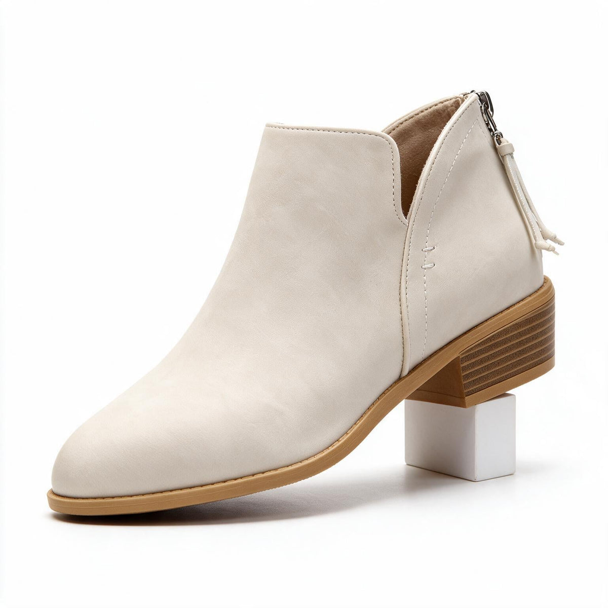 Rosalie | Womens Pointed Toe Block Heel Court Shoes On Pumps Cream White packshot