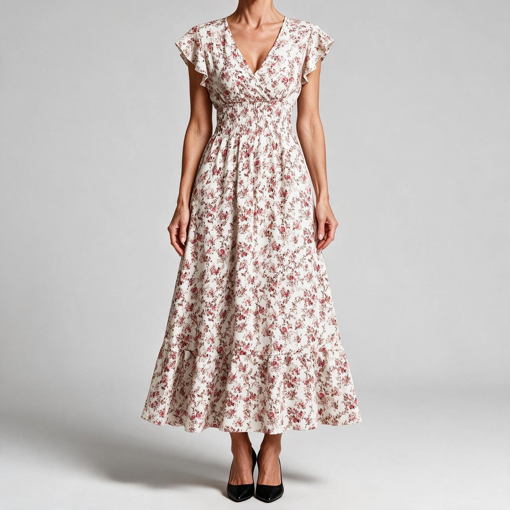 Willa | Womens Wedding Guest Floral Maxi A-Line Summer Dress Pink