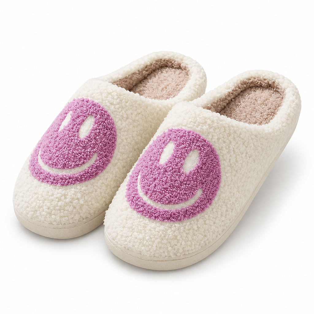 Tamsin | Womens Slippers Fluffy Cute Cartoon Warm House Slippers White Purple packshot