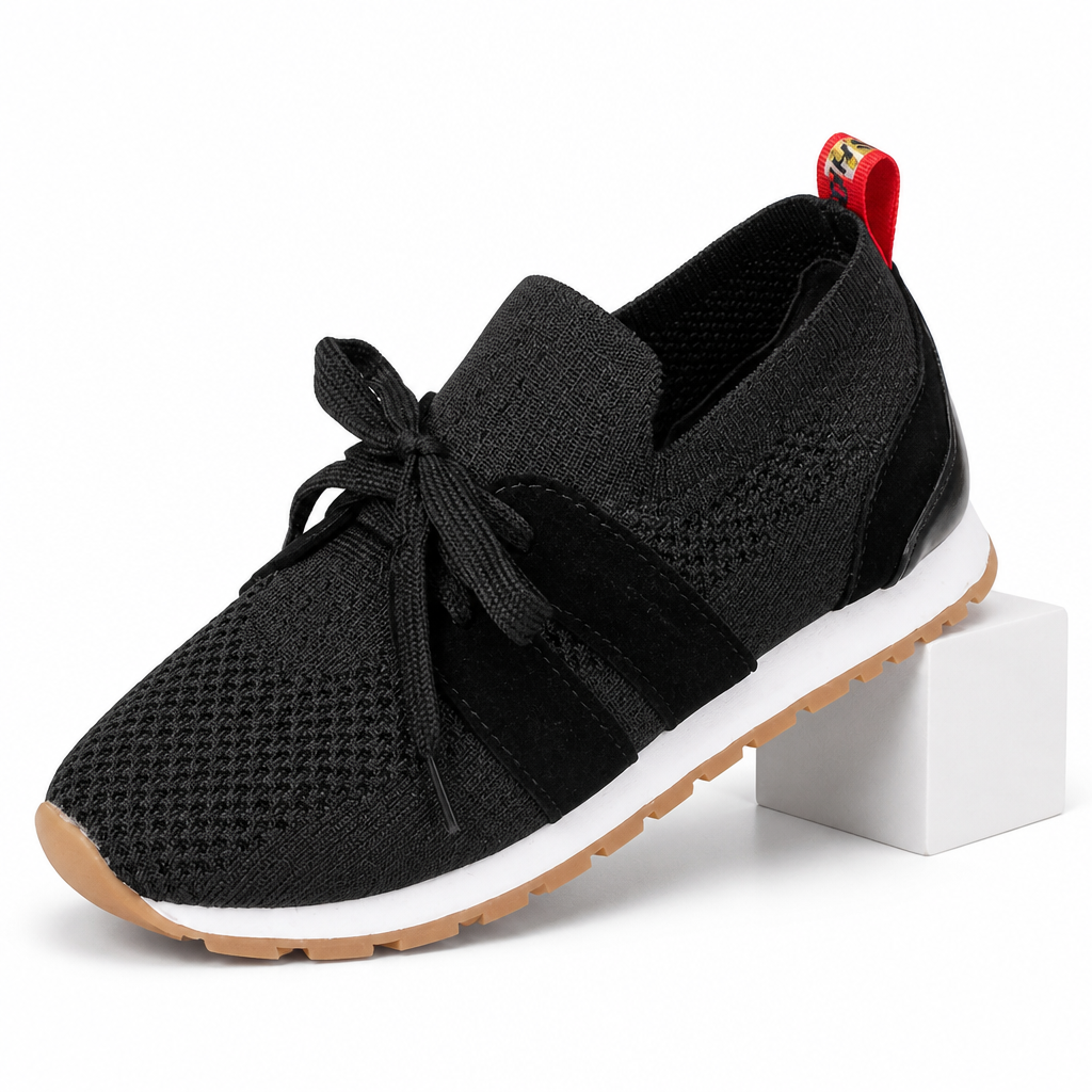 Ottilie | Womens Trainers Chunky Platform Knit Mesh Casual Shoes Black packshot