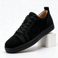 Linnea | Mens Low Top Flat Casual Embroidered Shoes Black packshot