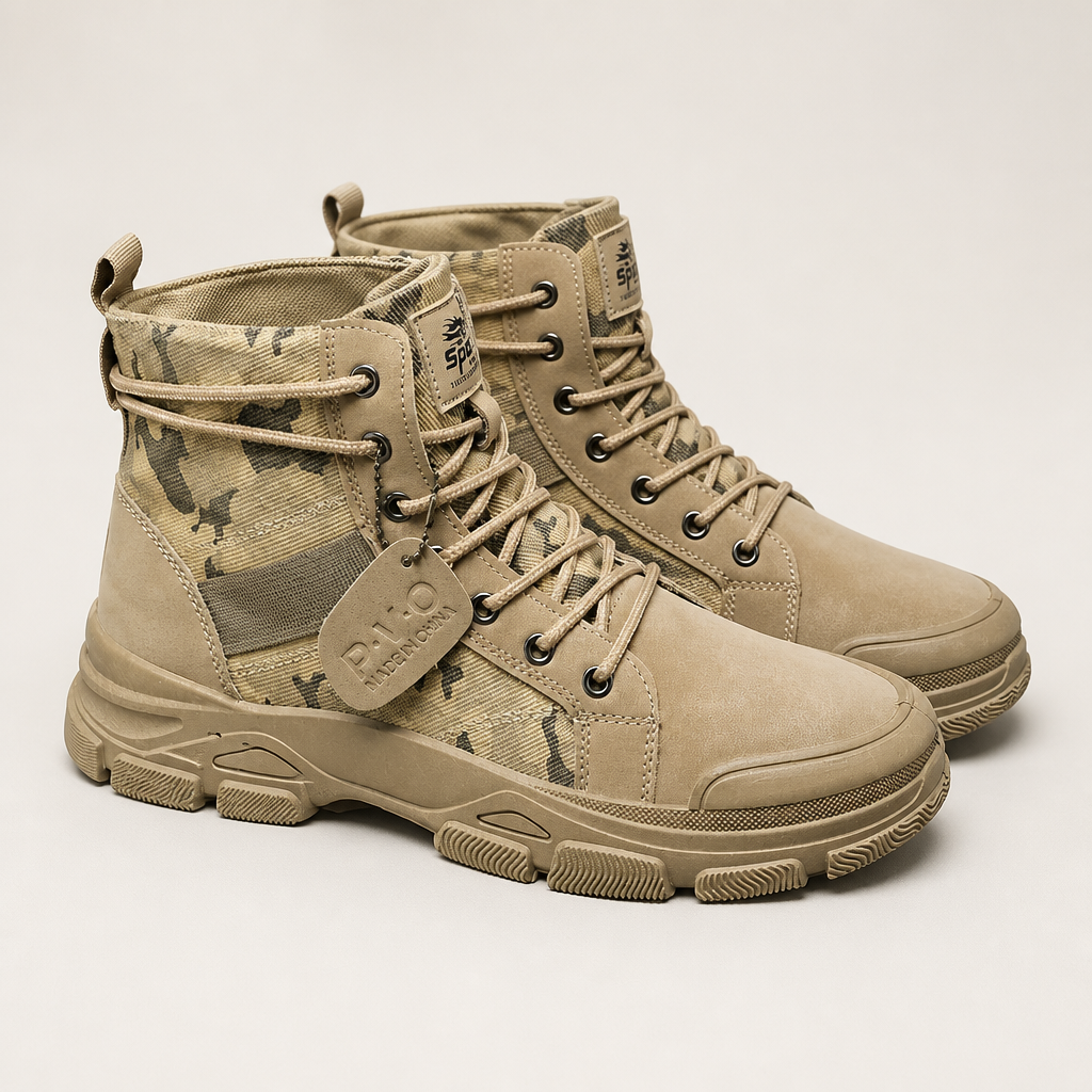 Bennett | Mens Lace Up Tactical Hiking Boots, Khaki 4