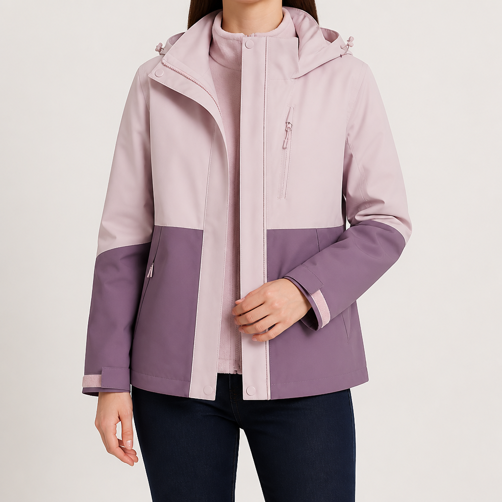 Imogen | Womens 3 In 1 Waterproof Hooded Softshell Jacket, Mauve