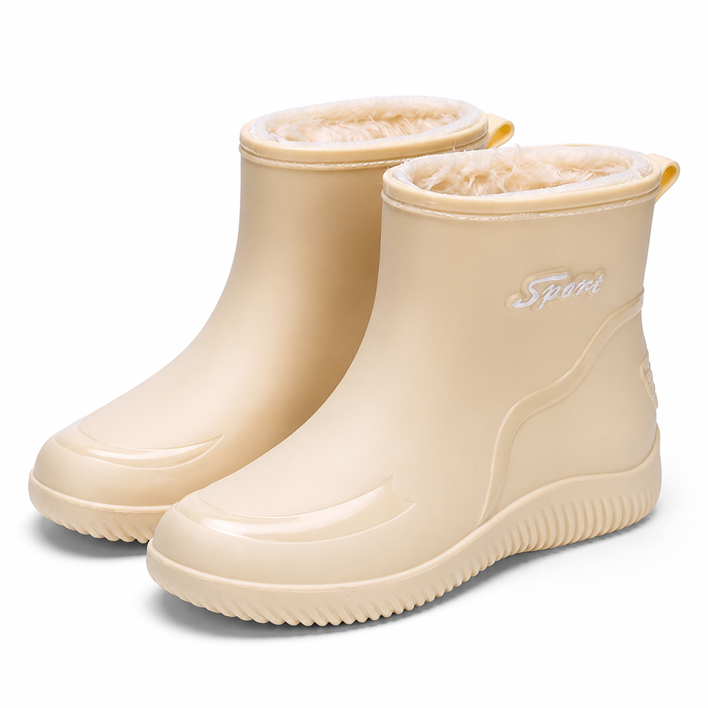Esme | Womens Wellington Boots Waterproof Non Slip Mid Calf Rain Boots Apricot packshot