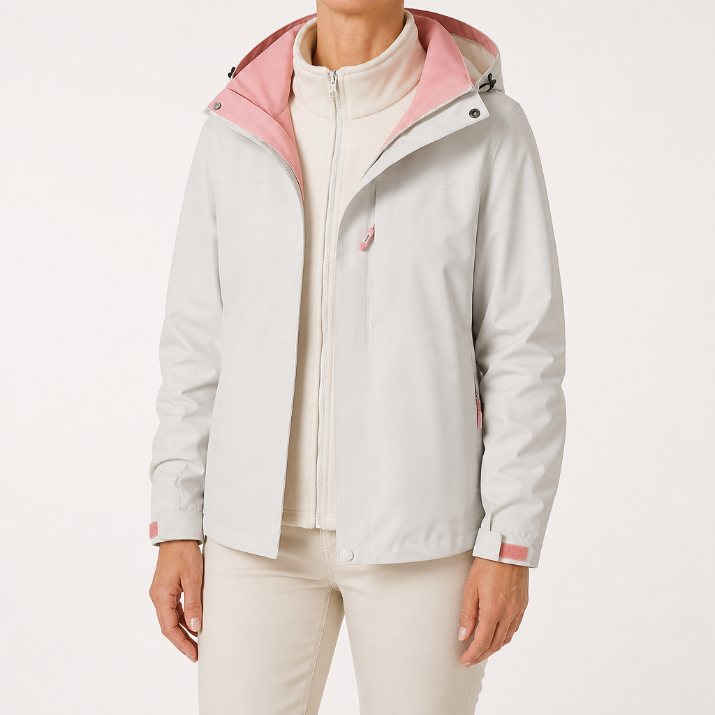 Rosalind | Womens Waterproof 3 in 1 Hooded Jacket, Coral Pink