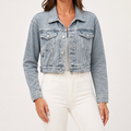Arabella | Womens Washed Cropped Denim Jacket, Blue