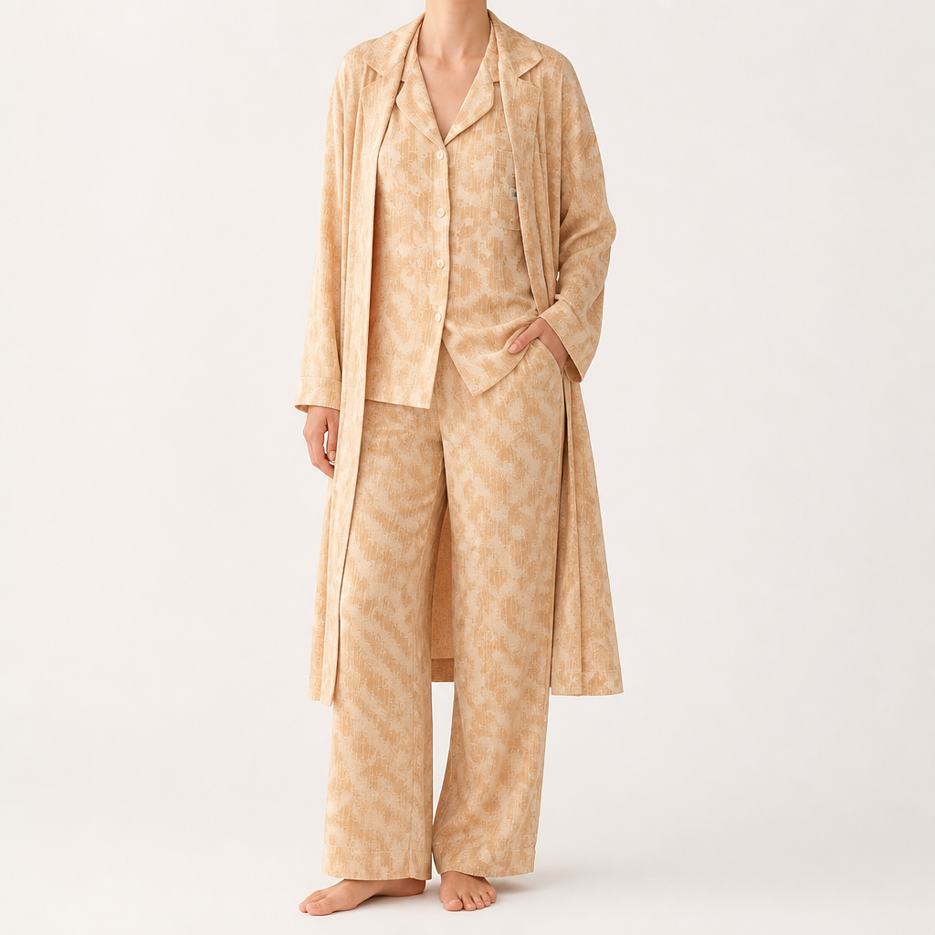 Beatrice | Womens Cotton Long Sleeve Pyjama Set, Cream