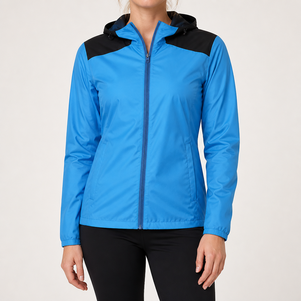 Freya | Womens Water Resistant Hooded Windbreaker Jacket, Sky Blue