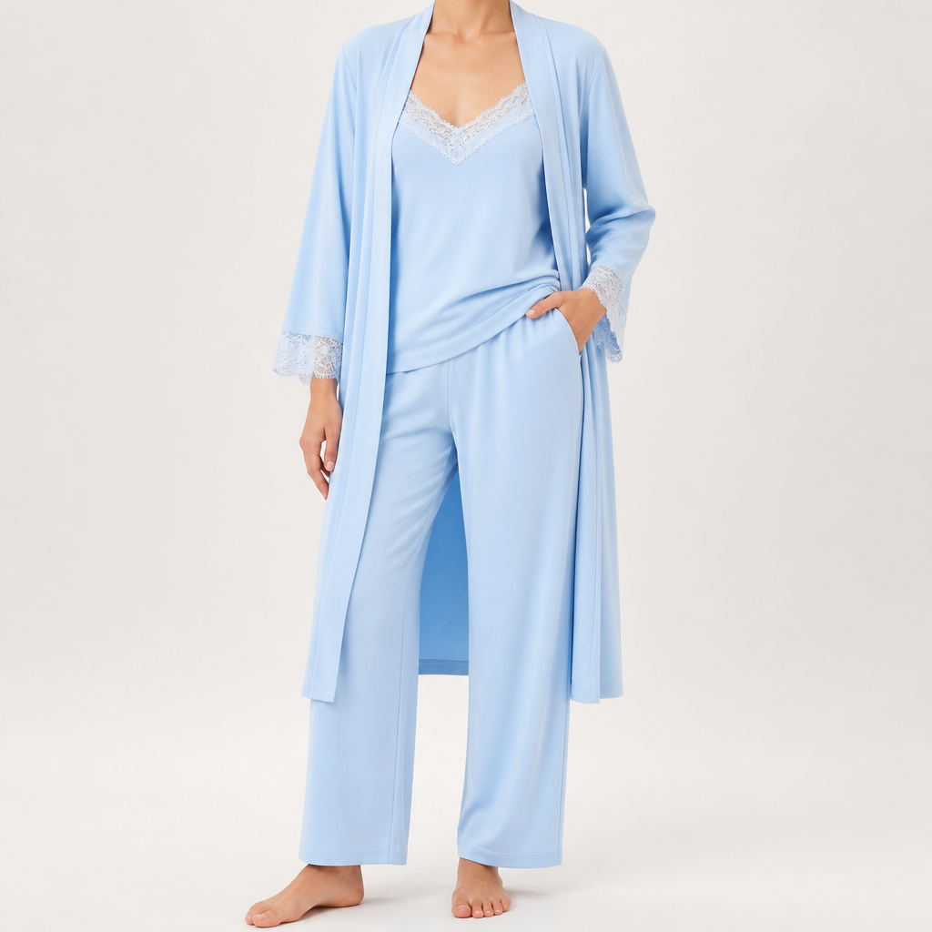 Isabella | Womens Cotton Cardigan Shorts Pyjama Set, Sky Blue