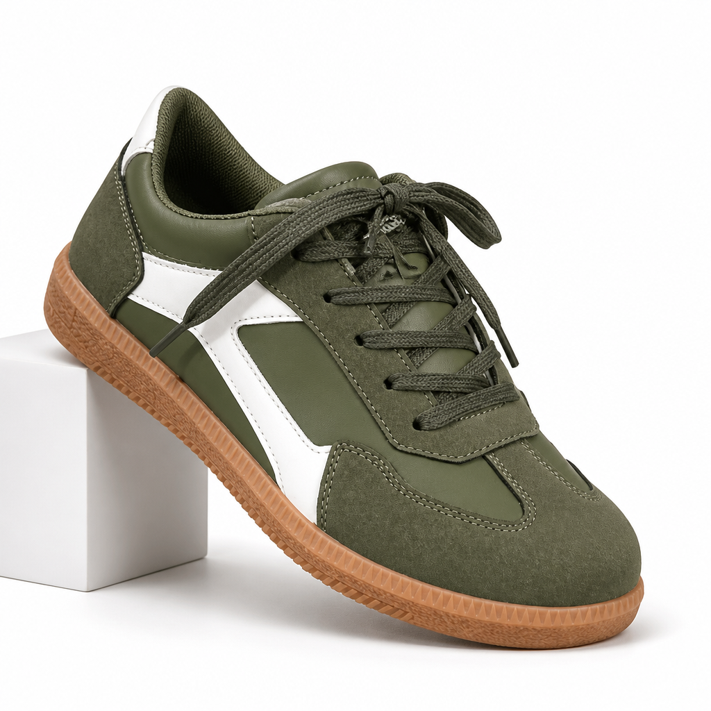 Ozias | Womens Trainers Running Shoes Sports Retro Lace Up Shoes Green packshot
