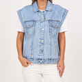 Beatrice | Womens Sleeveless Denim Gilet Jacket, Blue