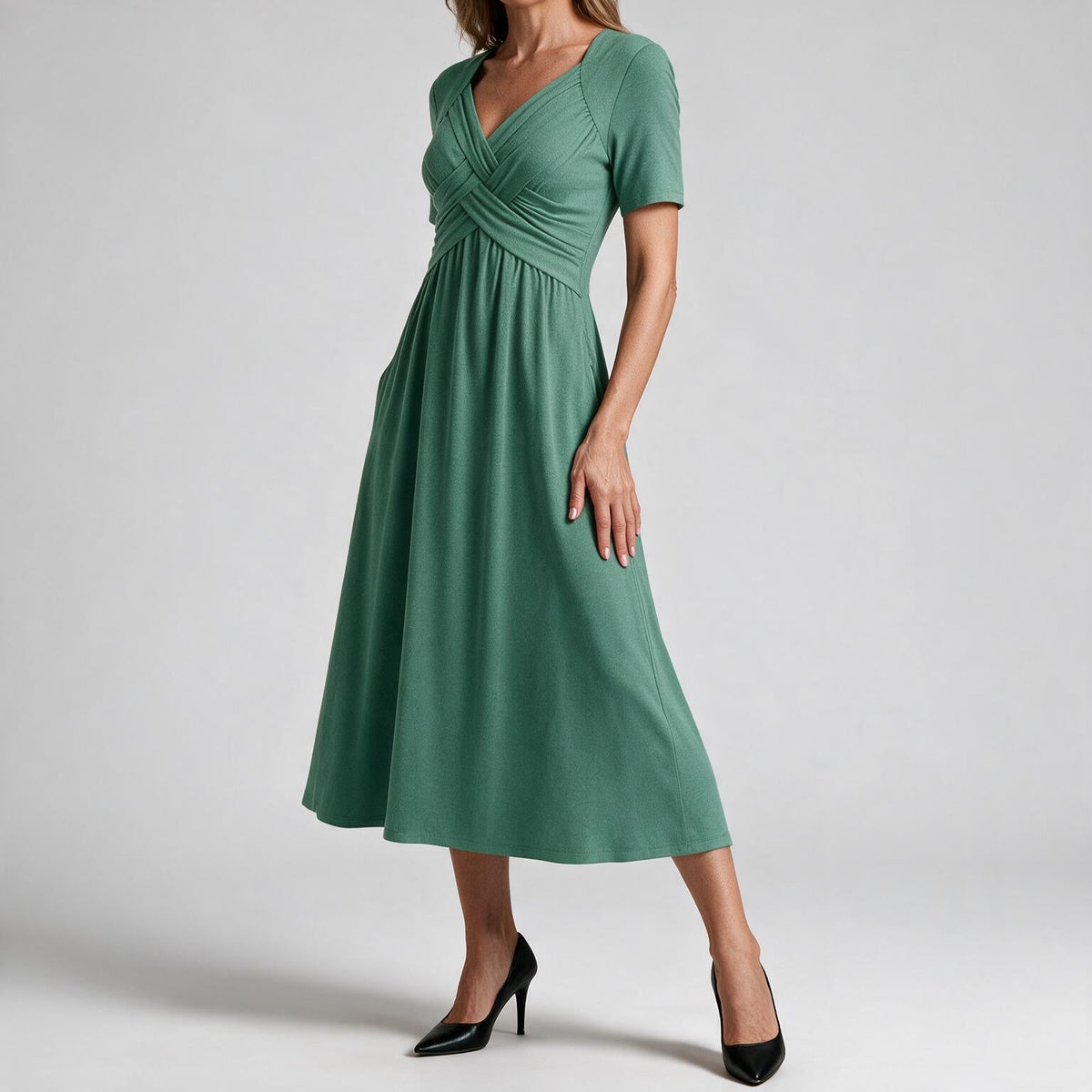 Adaline | Womens Short Sleeve Wrap Waist Long Maxi Wedding Guest Summer Dresses