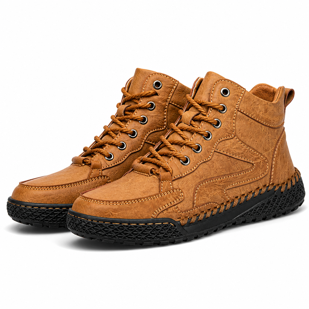 Zeb | Mens Ankle Boots Lace Up High Top Casual Boots Brown 2 packshot