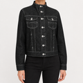 Florence | Womens Oversized Stand Collar Denim Jacket, Graphite Black