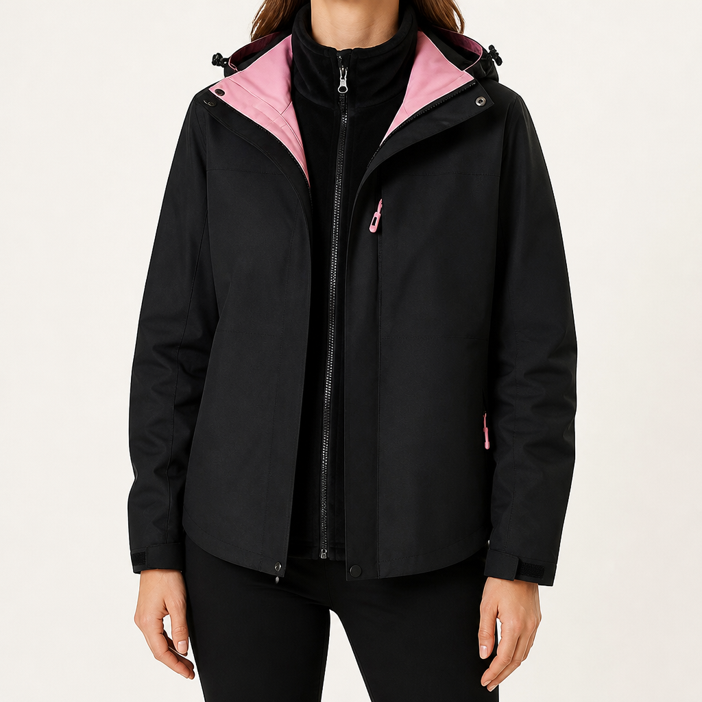 Rosalind | Womens Waterproof 3 in 1 Hooded Jacket, Black 2