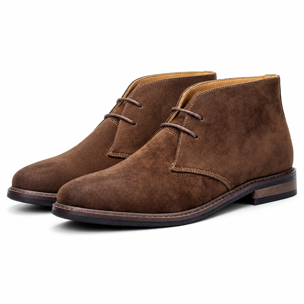 Leland | Mens Suede Desert Chukka Ankle Retro Boots Brown 2 packshot