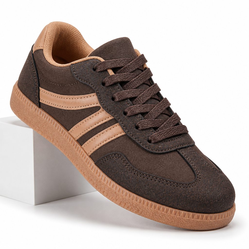 Ozias | Womens Trainers Running Shoes Sports Retro Lace Up Shoes Brown packshot