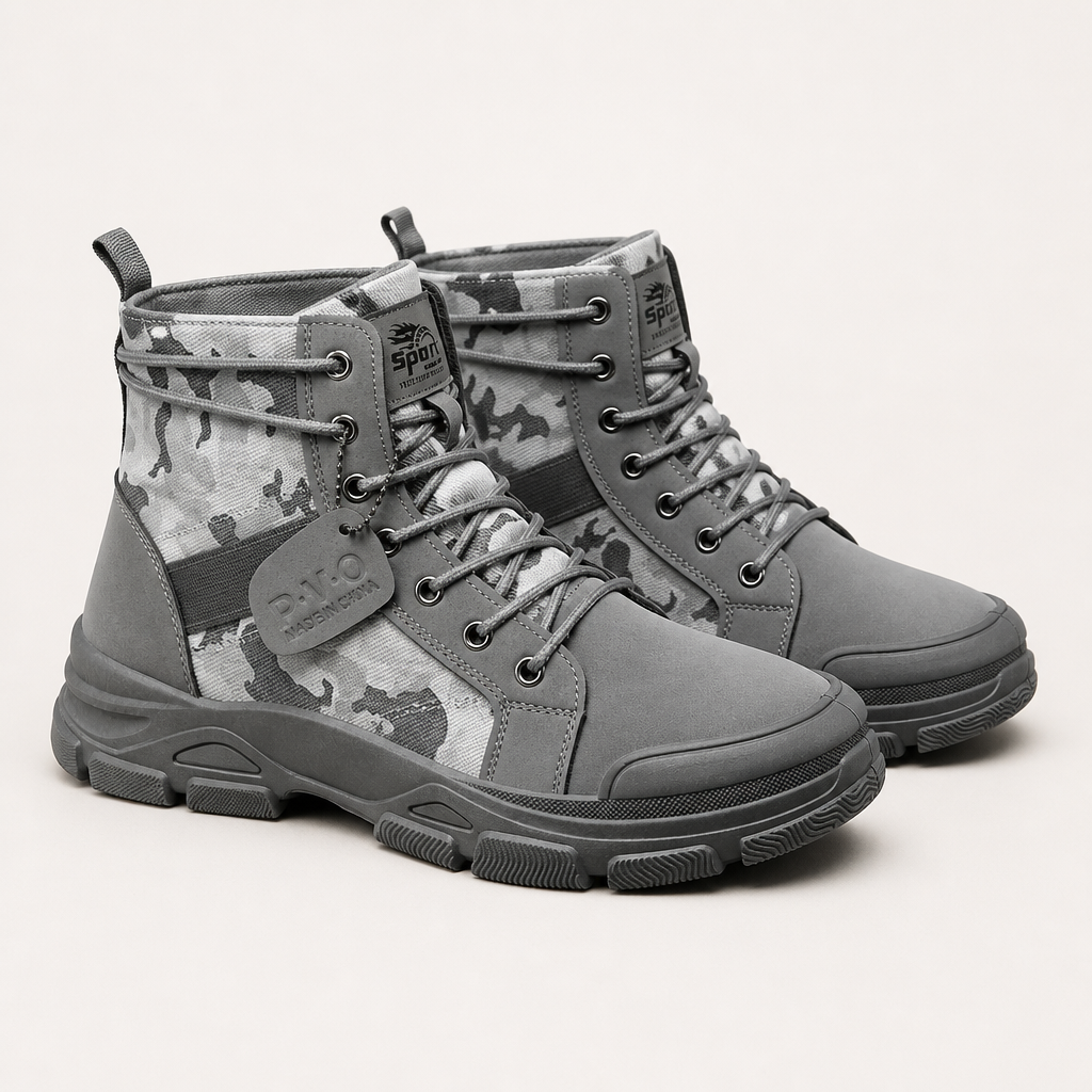 Bennett | Mens Lace Up Tactical Hiking Boots, Grey 2