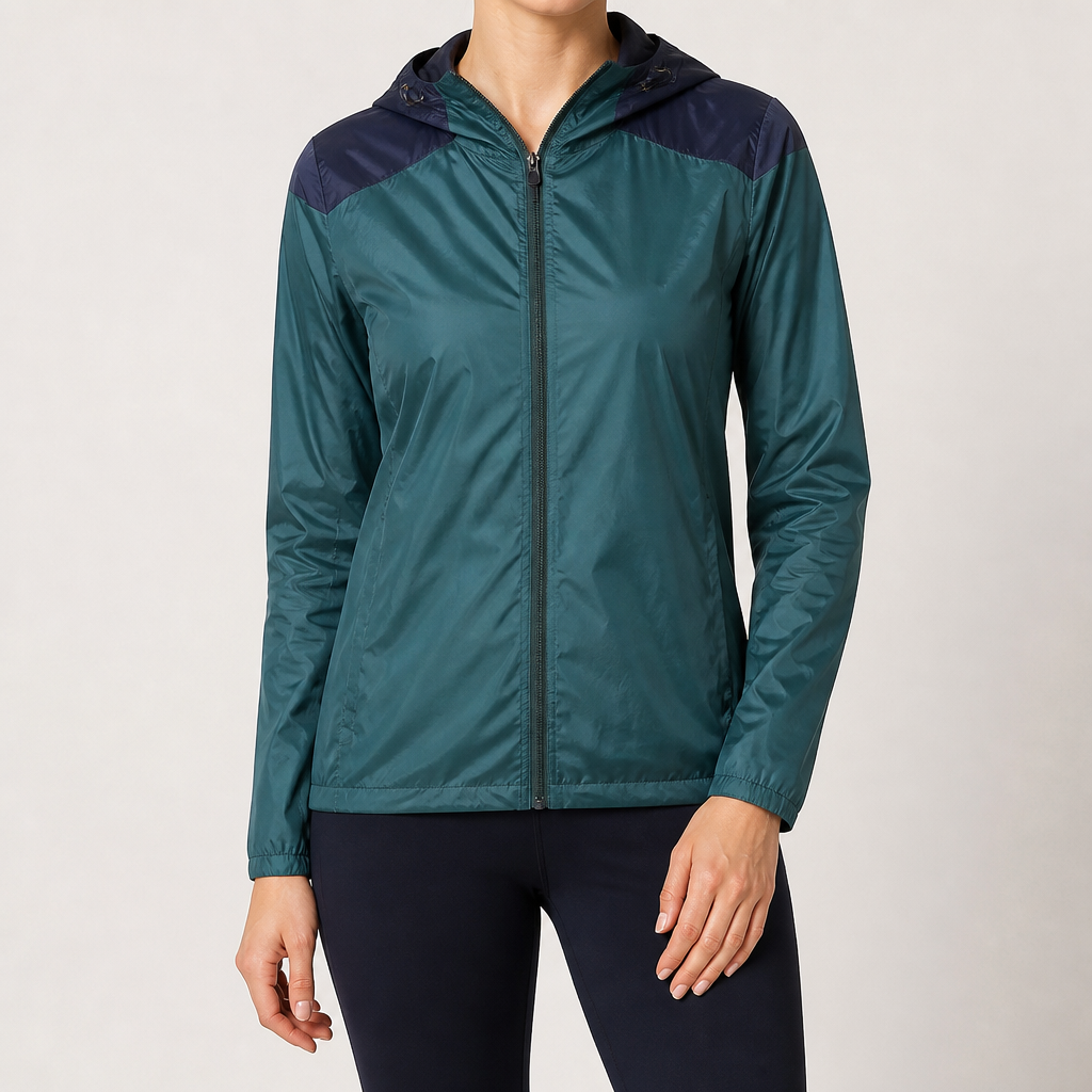 Freya | Womens Water Resistant Hooded Windbreaker Jacket, Dark Green