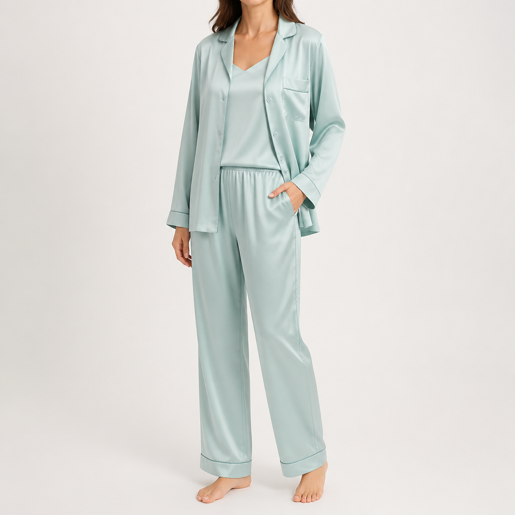 Rosalind | Womens Long Sleeve Two Piece Pyjama Set, Whisper Blue