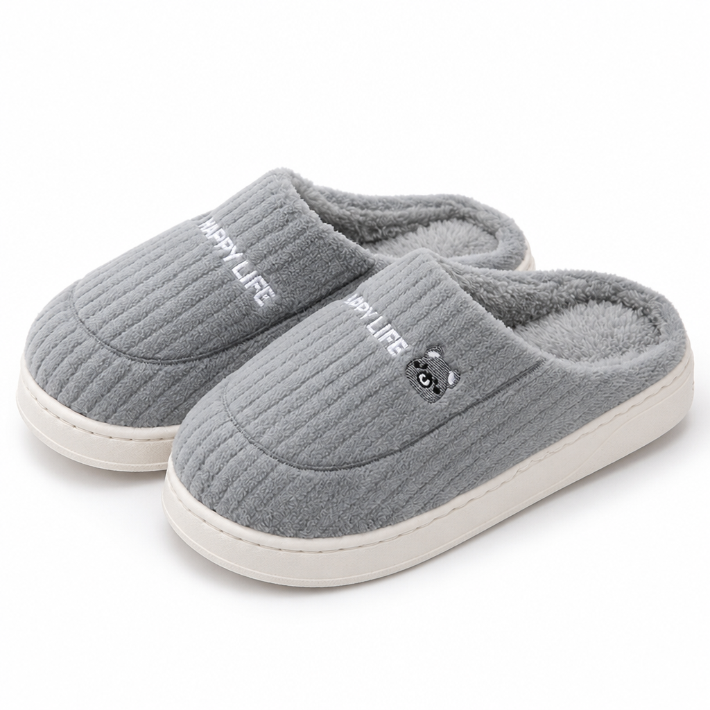 Gwen | Womens Slippers Fluffy Warm Memory Foam House Slippers Grey packshot