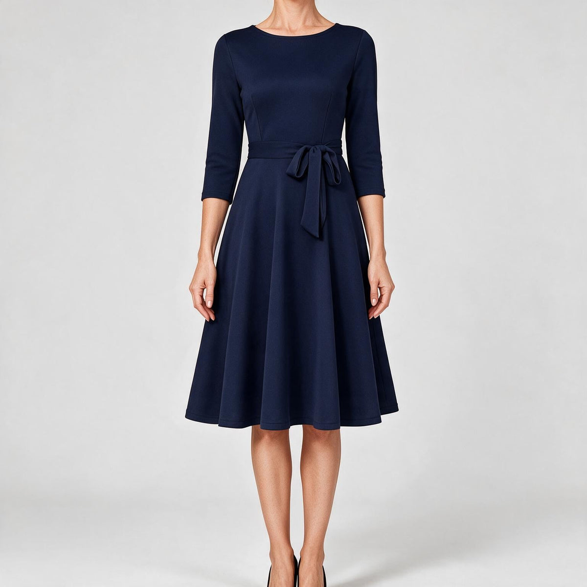 Celeste | Cocktail A Line Midi Wedding Guest Formal Dresses Navy