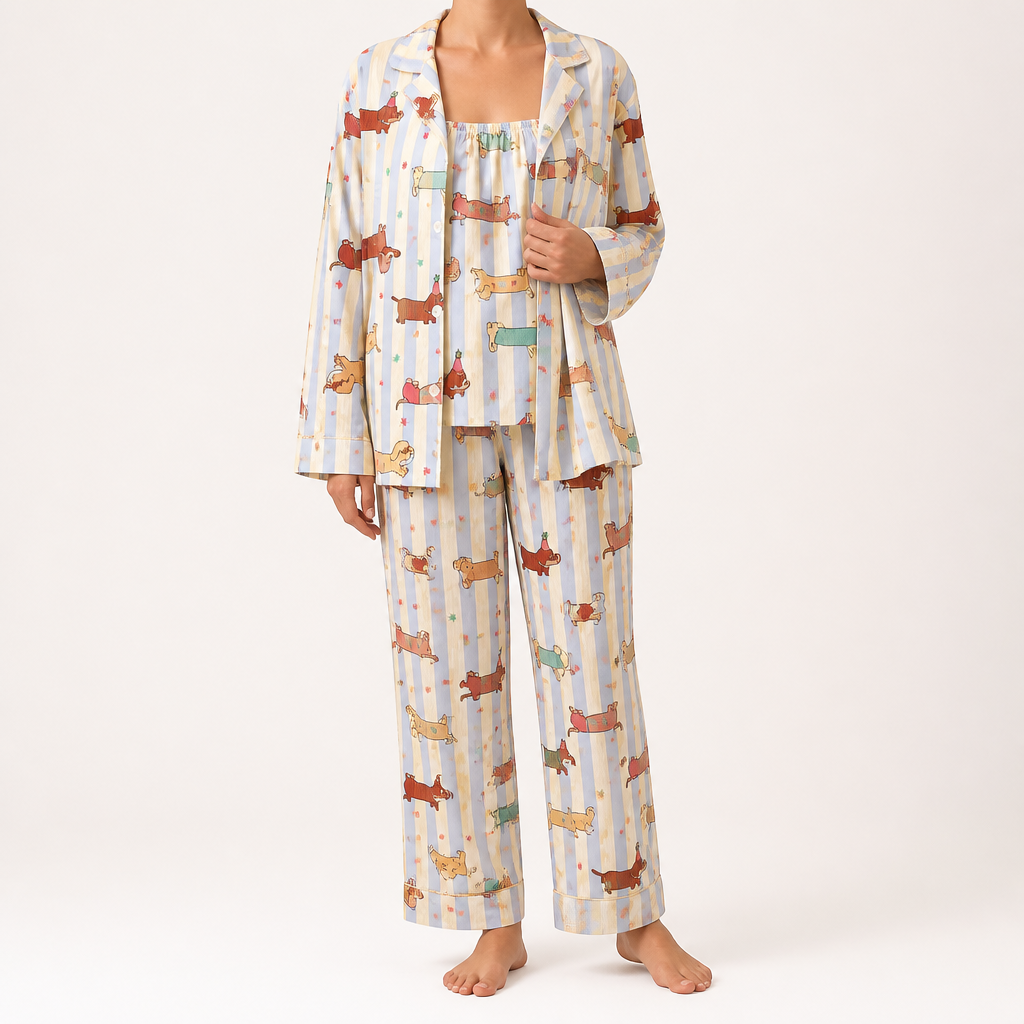 Rosalind | Womens Long Sleeve Button Up Cotton Pyjama Set Loungewear, White 4