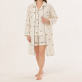 Maisie | Womens Cotton Three Piece Pyjama Set, Cream