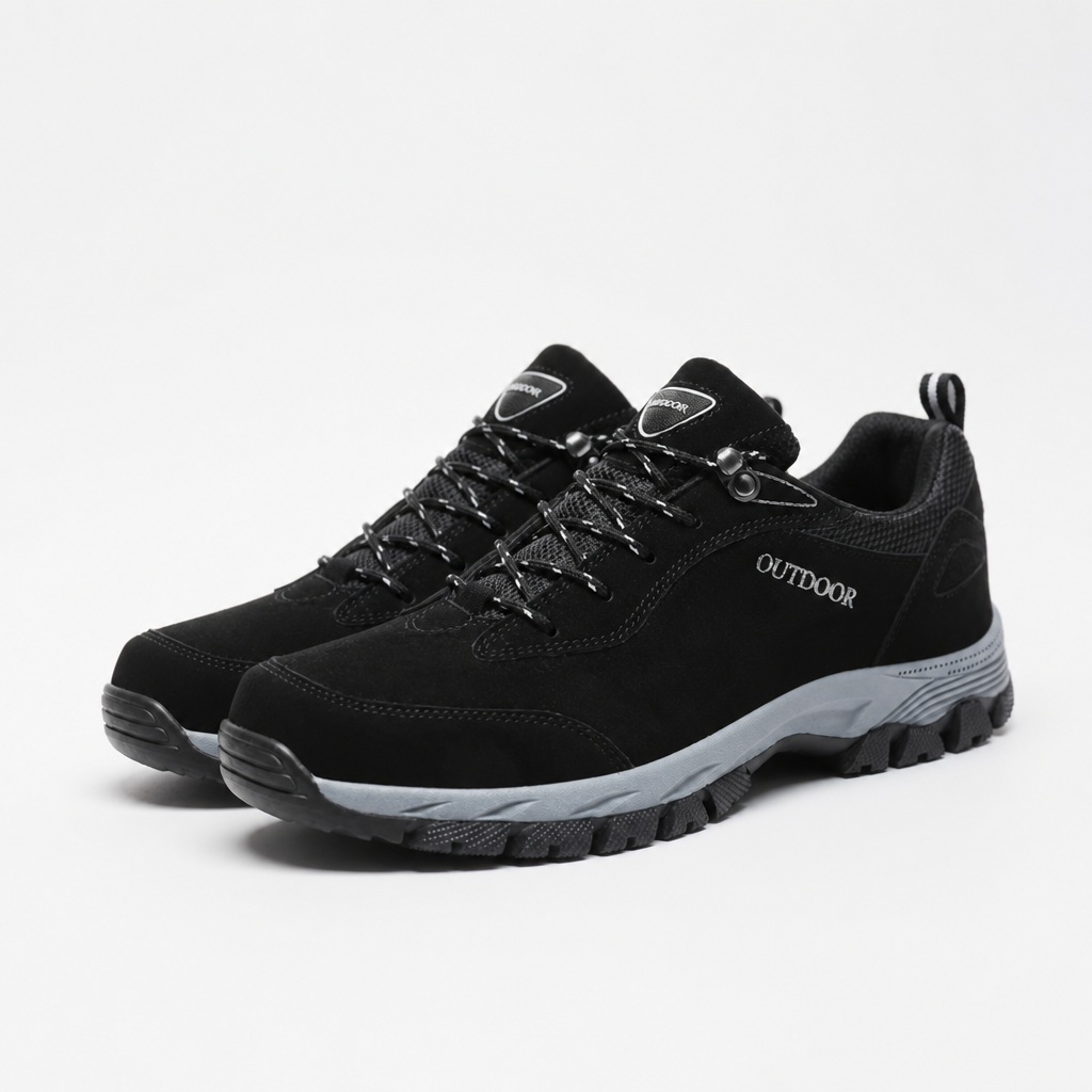 Callum | Mens Wide Fit Walking Hiking Shoes, Black