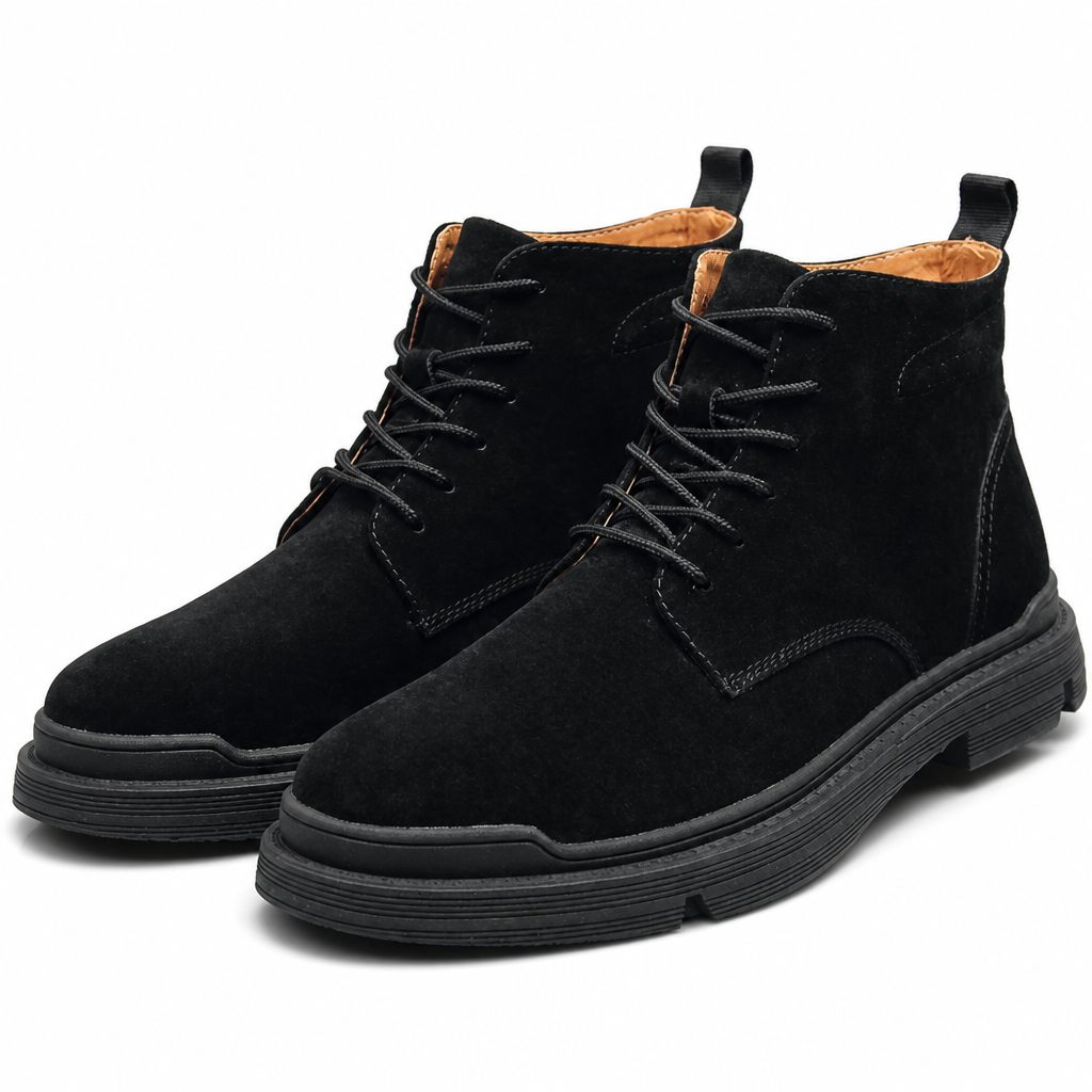 Cormac | Mens Leather Ankle Vintage Lace Up Casual Boots Black 2 packshot