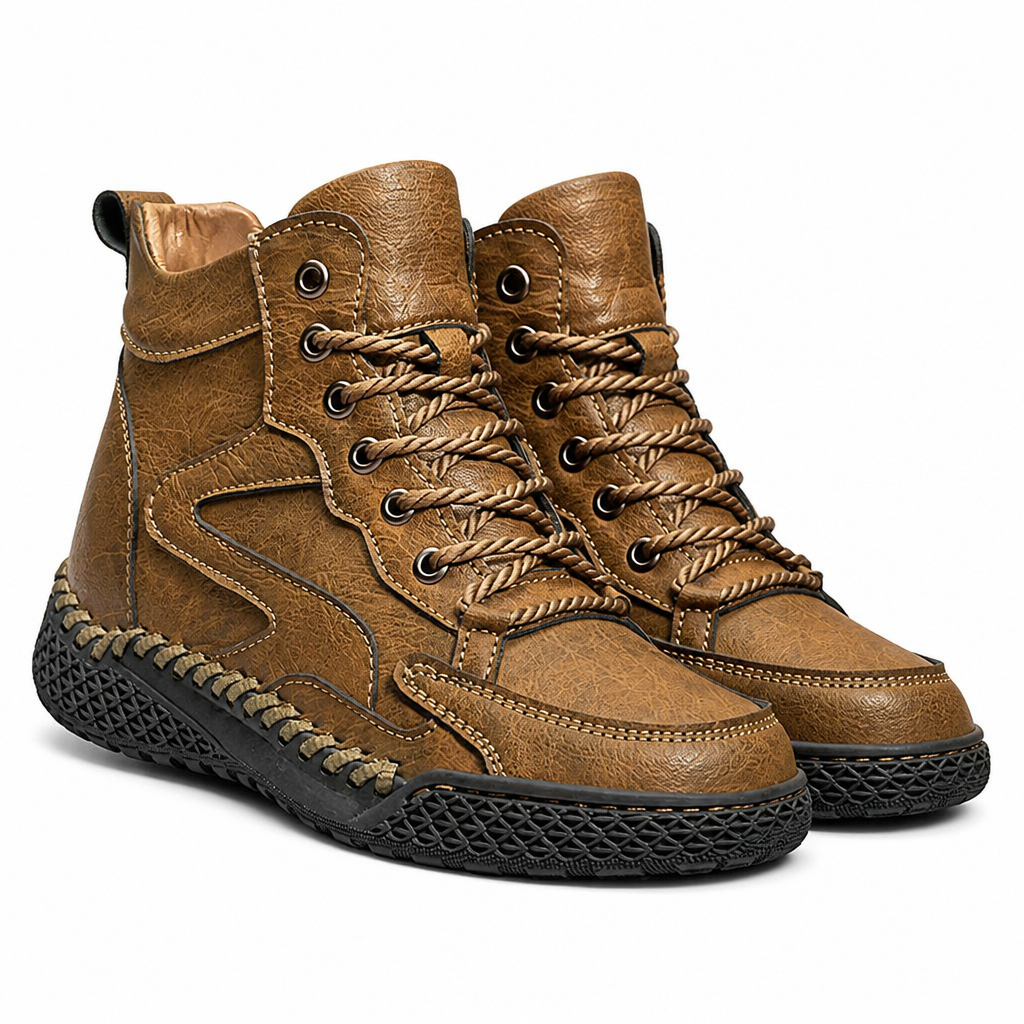 Zeb | Mens Ankle Boots Lace Up High Top Casual Boots Khaki packshot