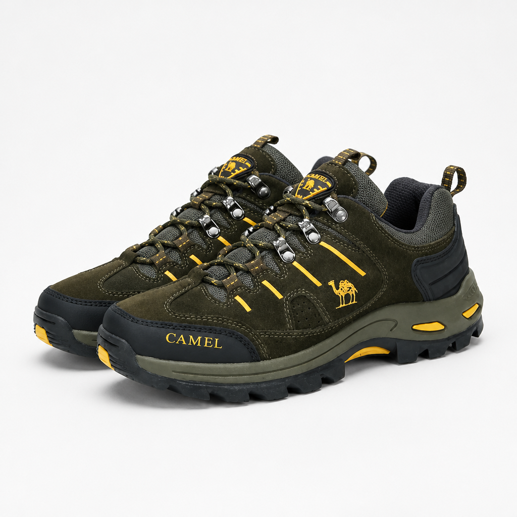Duncan | Mens Waterproof Leather Walking Hiking Shoes, Army Green