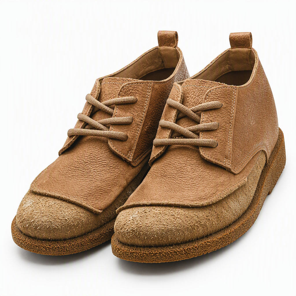 Emmett | Mens Leather Lace Up Casual Retro Low Top Boots Khaki packshot