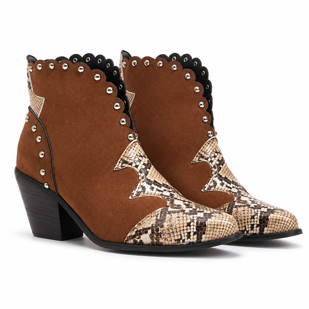 Isaac | Womens Ankle Heeled Pointed Toe Low Cut Boots Light Brown packshot