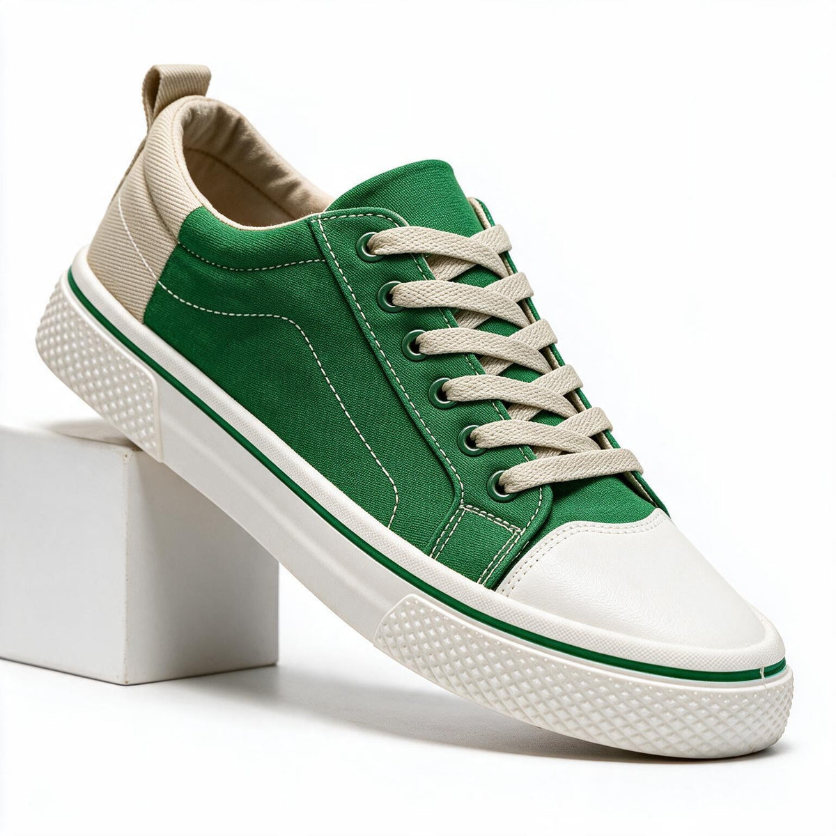 Colm | Mens Trainers Canvas Sneakers Breathable Skate Casual Shoes Green packshot