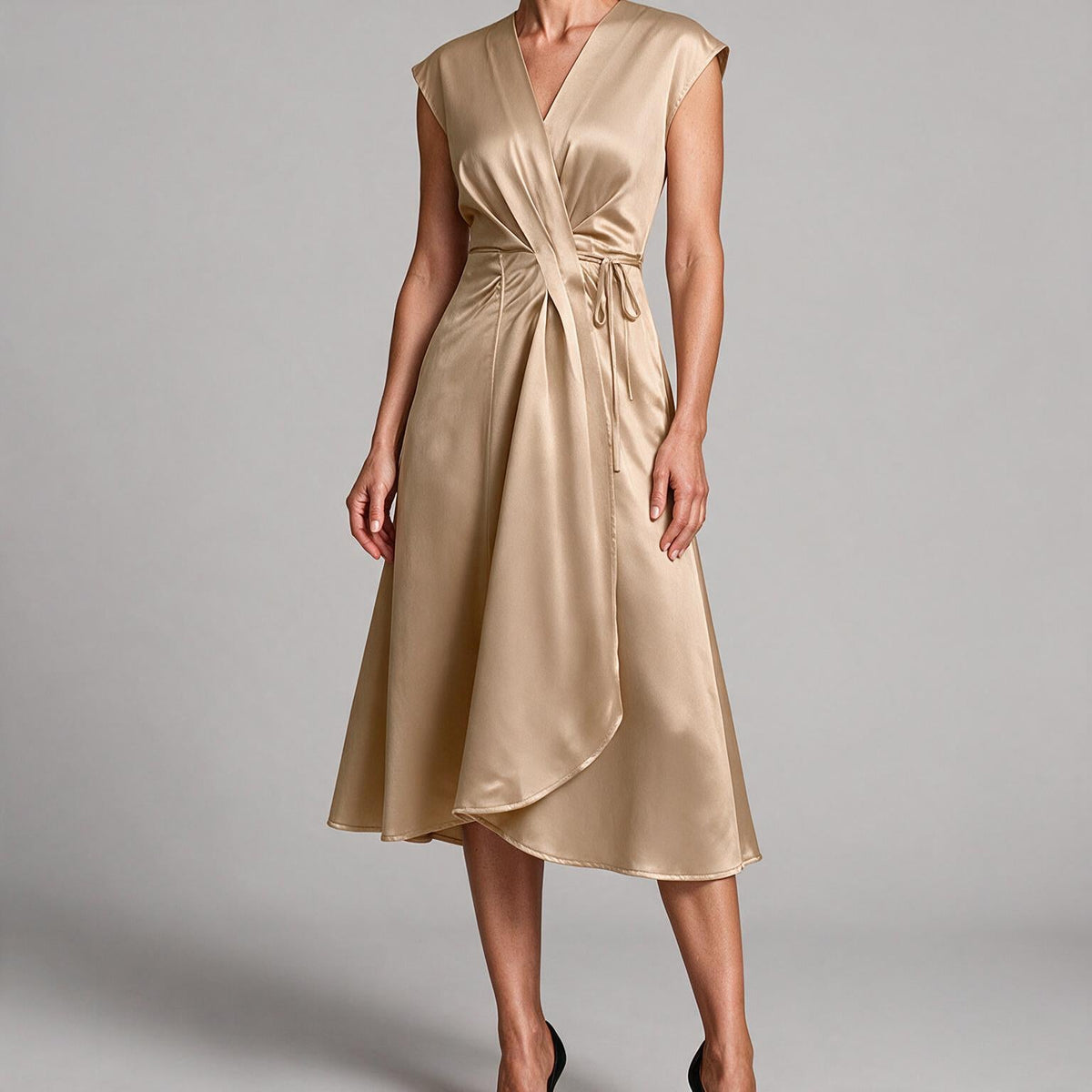 Sylvie | Cocktail Satin Midi Wedding Guest Evening Formal Dresses