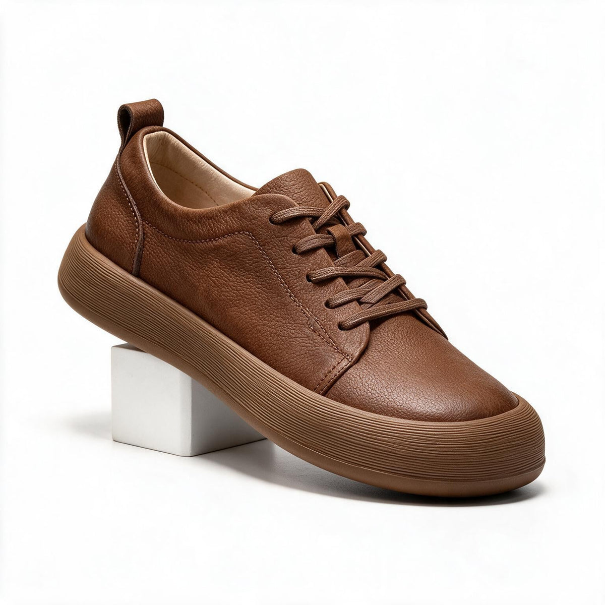 Ferdinand | Mens Leather Casual Smart Low Top Comfortable Shoes Brown packshot