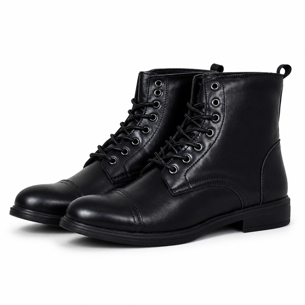 Merrick | Mens Leather Lace Up Autumn Winter Ankle Boots Black 2 packshot