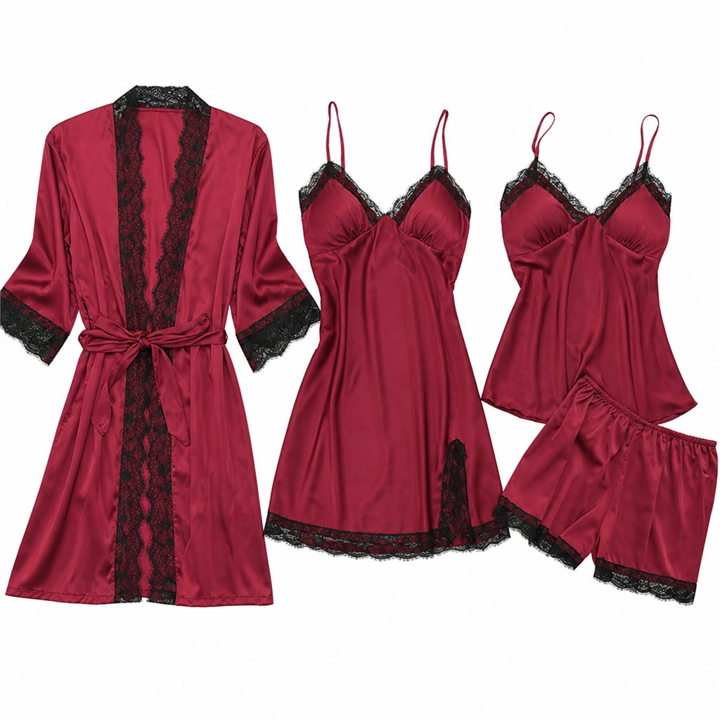 Rosalind | Womens Satin Cami Pyjama Set, Red