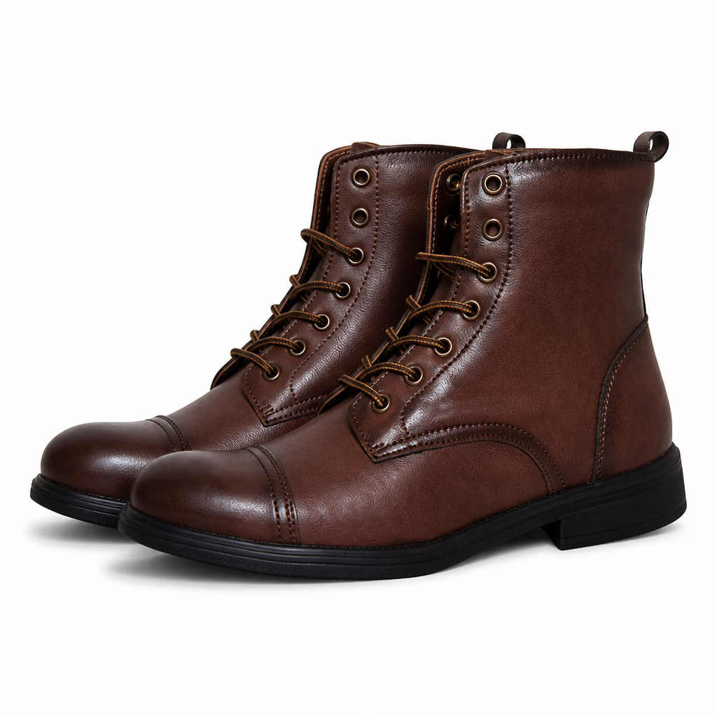 Merrick | Mens Leather Lace Up Autumn Winter Ankle Boots Dark Brown packshot
