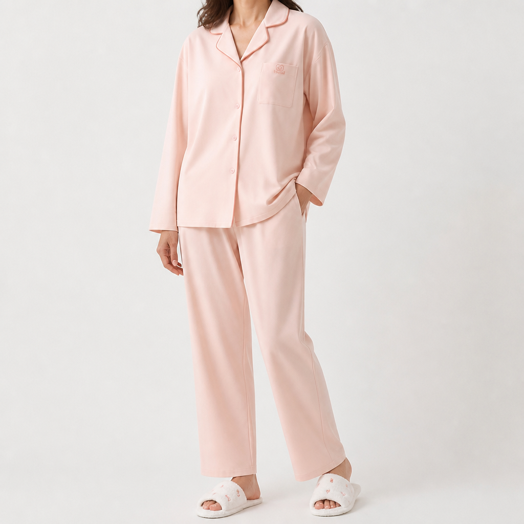 Arabella | Womens Cotton Long Sleeve Pyjama Set, Pink
