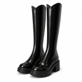 Petra | Womens Knee High Chunky Thick Heel Knight Boots Black packshot
